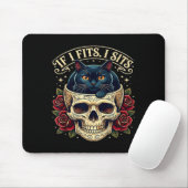 Wenn es passt sitzt schwarze Katzen-Schädel-Gotik Mousepad (Mit Mouse)