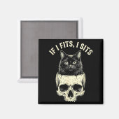 Wenn es passt, sitzt schwarze Katzen-Schädel-Minim Magnet (Vorderseite/Rückseite)