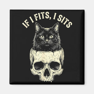 Wenn es passt, sitzt schwarze Katzen-Schädel-Minim Magnet