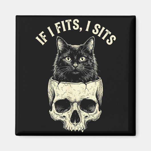 Wenn es passt, sitzt schwarze Katzen-Schädel-Minim Magnet (Vorne)