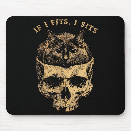 Wenn es passt, sitzt schwarze Katzen-Schädel-Minim Mousepad (Vorne)