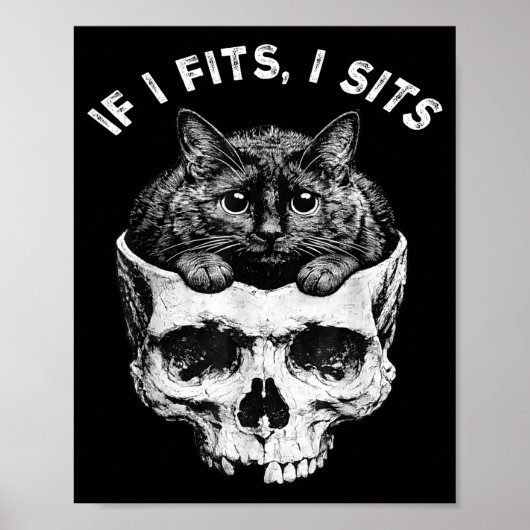 Wenn es passt sitzt schwarze Katzenschädel minimal Poster (Vorne)