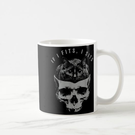 Wenn es passt, sitzt schwarzer Katzen-Schädel Mini Kaffeetasse (Rechts)