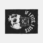 Wenn es passt sitzt Schwarzer Totenkopf Katze Mini Fleecedecke (Vorderseite (Horizontal))