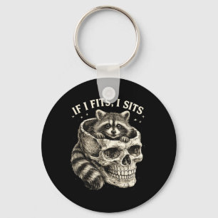 Wenn es passt, sitzt Totenkopf Waschbär Lustiger d Schlüsselanhänger