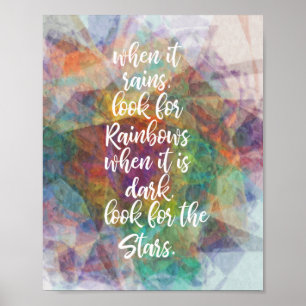 Wenn es regnet, schauen Sie nach Regenbogen, dunkl Poster