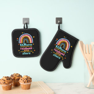 Wenn es regnet, suchen Sie nach Regenbogen Ofenhandschuh & Topflappen-Set
