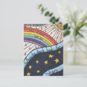Wenn es regnet, suchen Sie nach Regenbogen Postkarte (Stehend Vorderseite)