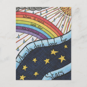Wenn es regnet, suchen Sie nach Regenbogen Postkarte