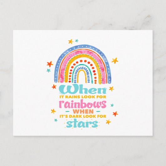 Wenn es regnet, suchen Sie nach Regenbogen Postkarte (Vorderseite)