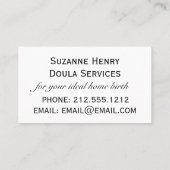 Wenn es Zeit ist, die Doula Blue-Schwangerschaft z Visitenkarte (Rückseite)