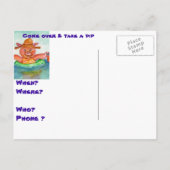 Wenn Ferkel schweben - Schwimmschweine Einladungspostkarte (Rückseite)