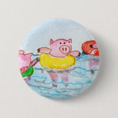 Wenn Ferkel schwimmen - Schwimmen-Schweine Button (Vorderseite)