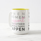 Wenn Frauen Kaffee-Tasse sich stützen Zweifarbige Tasse (Vorderseite Links)
