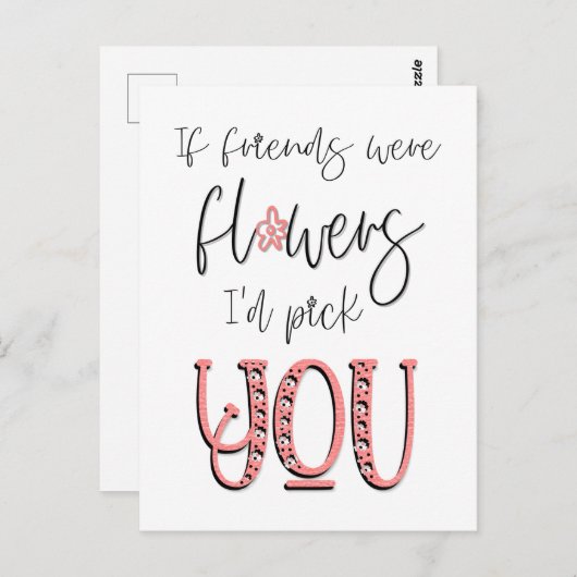 Wenn Freunde Blume wären, wähle ich dir Weiß zitie Postkarte (Vorne/Hinten)