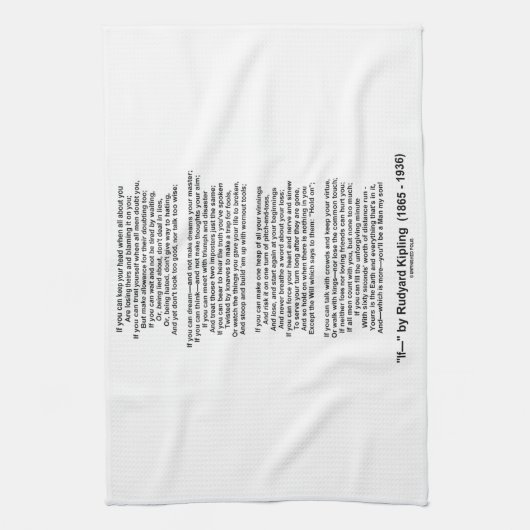 Wenn Gedicht durch Rudyard Kipling (kein Kipling Geschirrtuch (Vertikal)