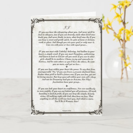 Wenn Gedicht für Mädchen Karte (Gelbe Blume)