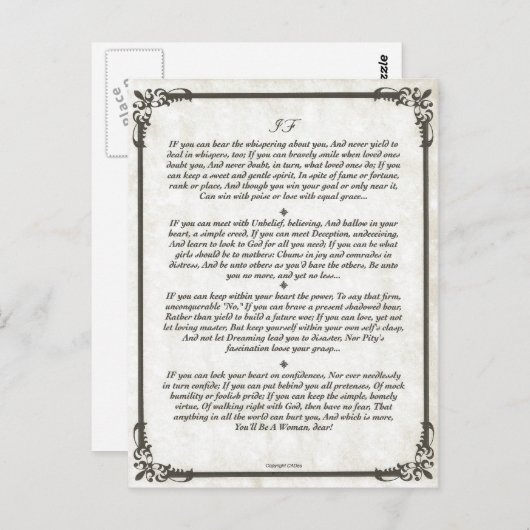 Wenn Gedicht für Mädchen. Postkarte (Vorne/Hinten)