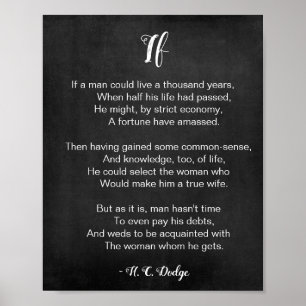 Wenn Gedicht von Reginald H. C. Dodge Black and Wh Poster