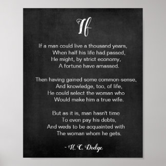 Wenn Gedicht von Reginald H. C. Dodge Black and Wh Poster
