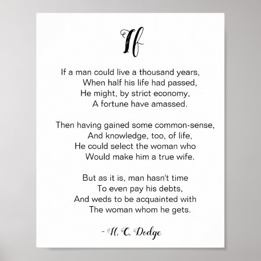 Wenn Gedicht von Reginald H. C. Dodge Poster (Vorne)