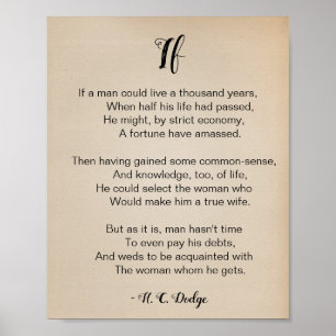 Wenn Gedicht von Reginald H. C. Dodge Vintage Post Poster