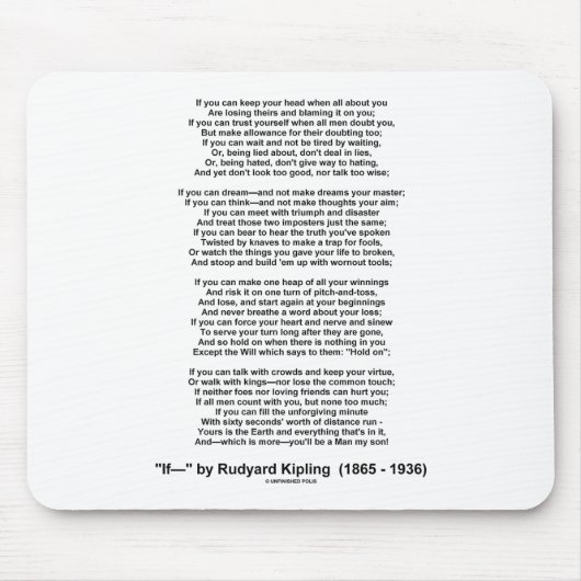 Wenn Gedicht von Rudyard Kipling (inspirierendes G Mousepad (Vorne)