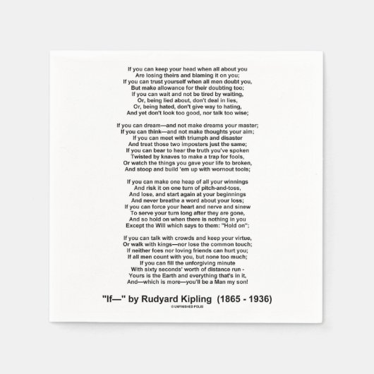 Wenn Gedicht von Rudyard Kipling (inspirierendes G Serviette (Vorderseite)