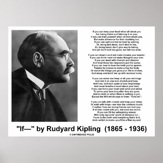 Wenn Gedicht von Rudyard Kipling (Kipling-Bild) Poster (Vorne)