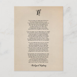 Wenn Gedicht von Rudyard Kipling Vintag Postkarte