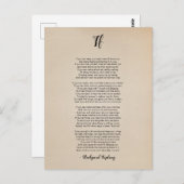 Wenn Gedicht von Rudyard Kipling Vintag Postkarte (Vorne/Hinten)