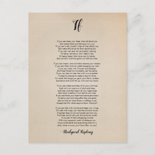 Wenn Gedicht von Rudyard Kipling Vintage Postkarte