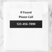 Wenn gefunden, rufen Sie bitte Ihre Telefonnummer  Rechteckiger Aufkleber (Tasche)