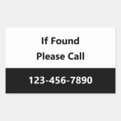 Wenn gefunden, rufen Sie bitte Ihre Telefonnummer Rechteckiger Aufkleber (Vorderseite)