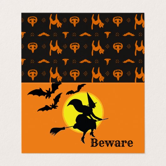 Wenn Hexen fahren winzige Halloween-Karte Visitenkarten (Außenseite Aufgefaltet)