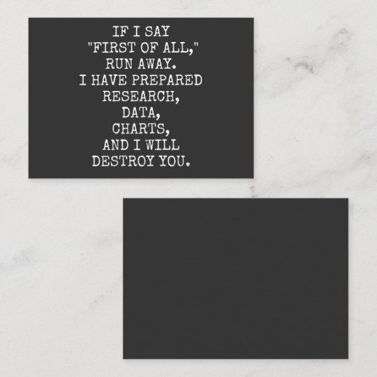 Wenn ich erstens sage, laufen Sie weg, Visitenkarte (Vorne/Hinten)