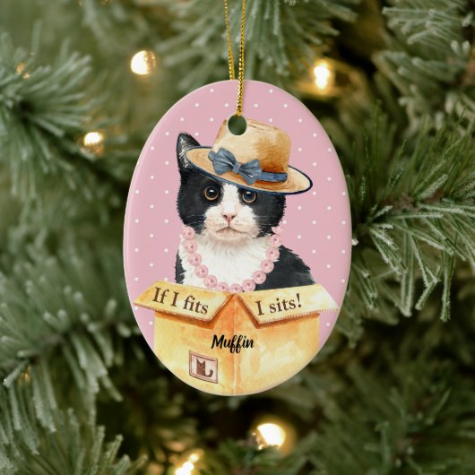 Wenn ich mich anziehe, sitze ich - Schwarz-Weiß-Ki Keramik Ornament (Baum)