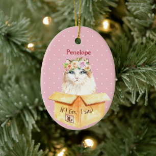 Wenn ich rein passe, sitze ich Mädchenkatze in Keramik Ornament