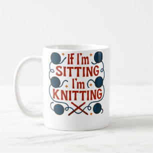 Wenn ich sitze, stricke ich Illustration Kaffeetasse