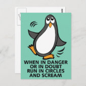Wenn in Gefahr oder in Doubt Funny Pinguin Graphic Postkarte (Vorne/Hinten)