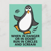 Wenn in Gefahr oder in Doubt Funny Pinguin Graphic Postkarte (Vorderseite)