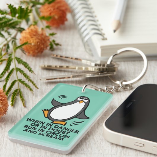 Wenn in Gefahr oder in Doubt Funny Pinguin Graphic Schlüsselanhänger (Vorderseite rechts)