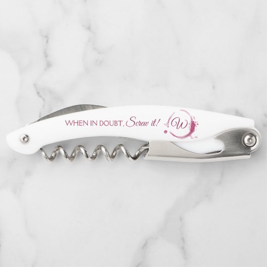 Wenn in Zweifel schrauben Sie es - Fun Monogramm-K Kellnermesser (Rückseite)