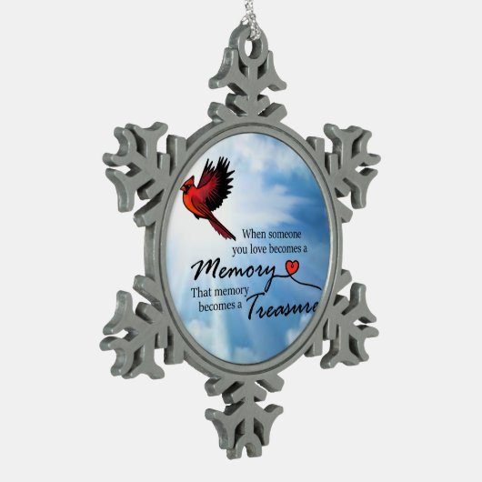 Wenn jemand Sie Liebe, Kardinal Schneeflocken Zinn-Ornament (Links)