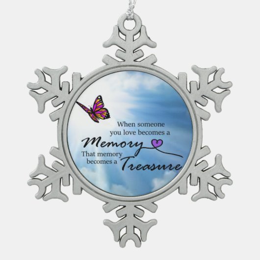 Wenn jemand Sie Liebe, Schmetterling Schneeflocken Zinn-Ornament (Vorderseite)
