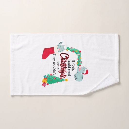 Wenn Katzen Weihnachtskarten schicken würden, würd Badhandtuch Set (Handtuch)