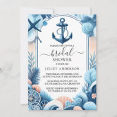Wenn Knot Boat Ship Navy Blue Nautical Brautparty Einladung (Vorderseite)