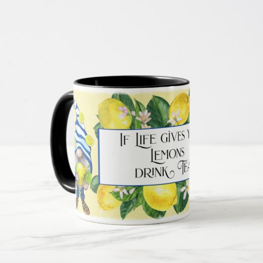 Wenn Leben dir Zitronen gelb blauen Gnomen gibt Tasse (Vorderseite Links)