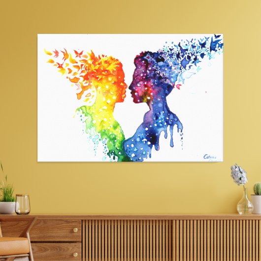 wenn Liebe Schmetterlinge gibt Leinwanddruck (Insitu (Wohnzimmer))