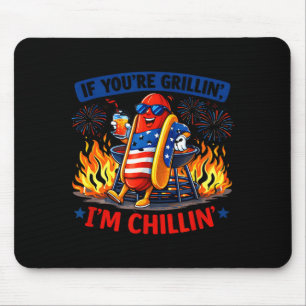 Wenn man grillt, chillin BBQ Hot Dog Humor lustig Mousepad